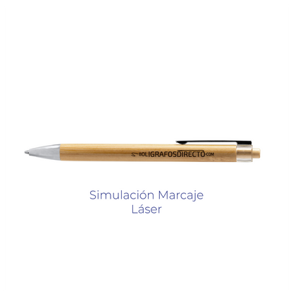 Fike Bolígrafo – Elegancia Natural en Bambú con Acabados Cromados
