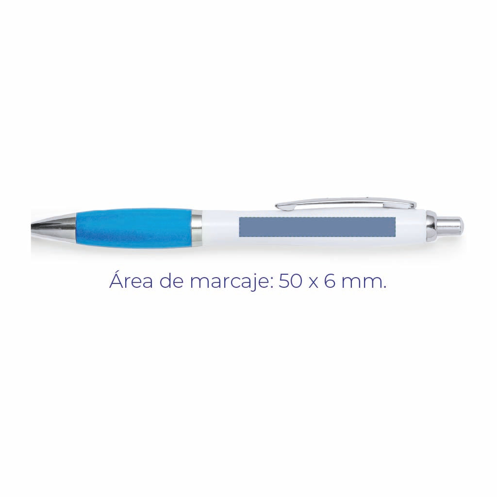 Tinkin Bolígrafo de Plástico con detalles cromados y Escritura Confort. Tinta Azul.