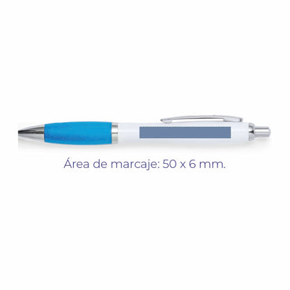 Tinkin Bolígrafo de Plástico con detalles cromados y Escritura Confort. Tinta Azul.